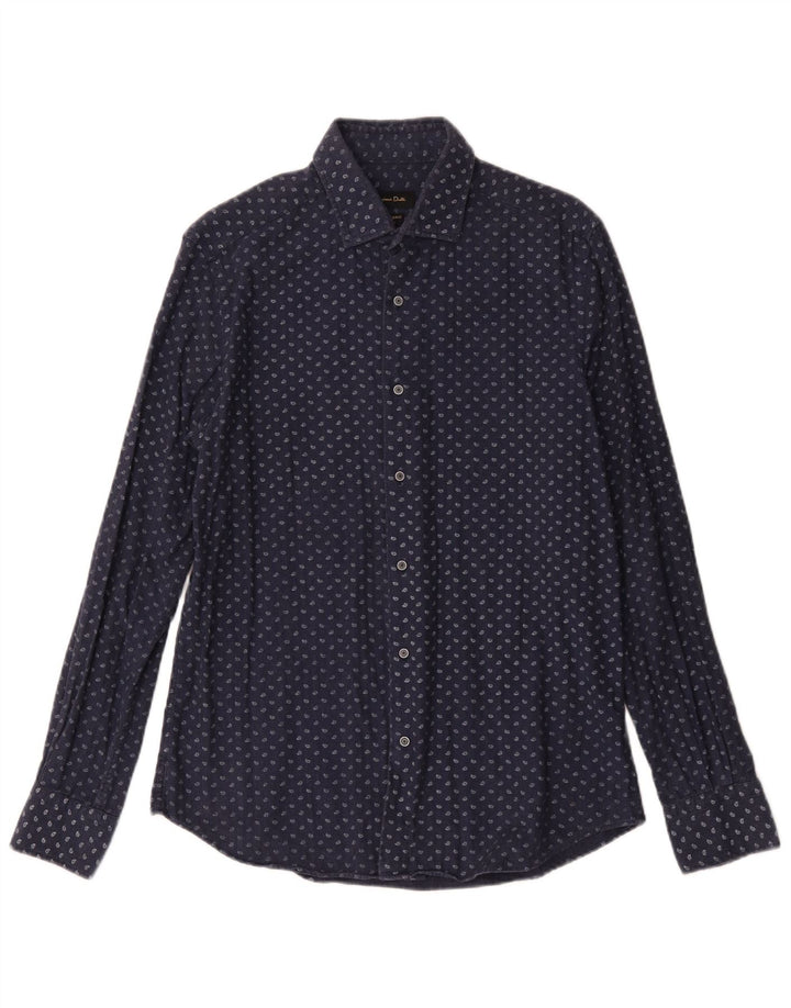 Camisa Massimo Dutti Hombre Mediana Azul Marino Paisley Algodón