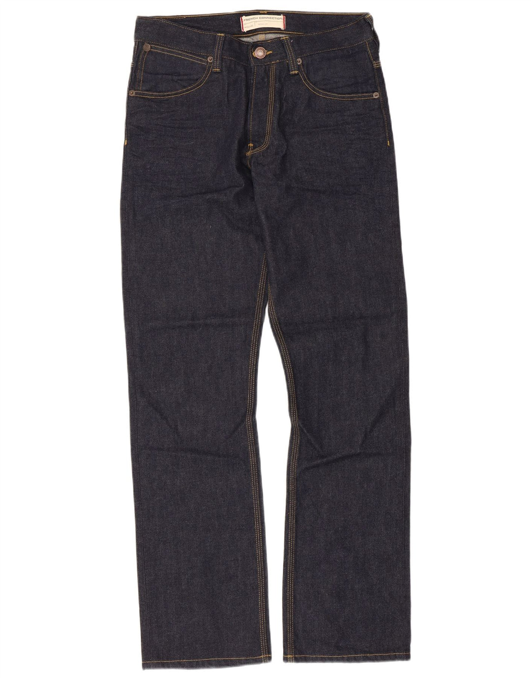 French Connection Vaqueros rectos regulares para hombre W32 L32 Algodón azul marino
