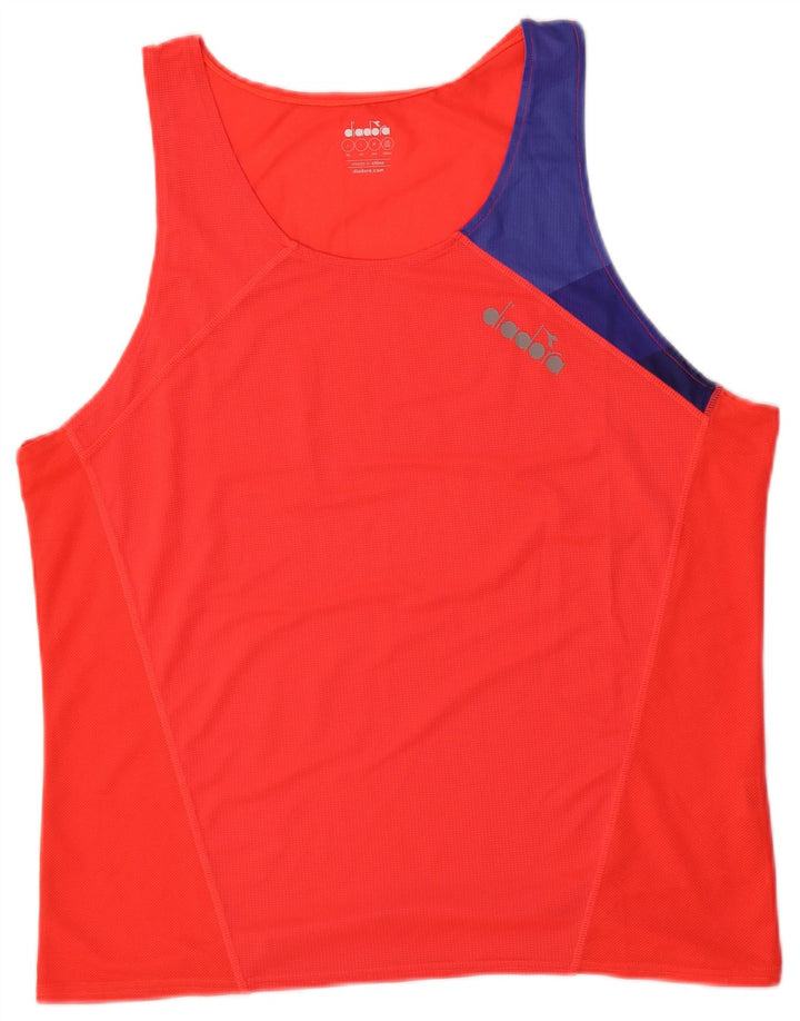 DIADORA Camiseta sin mangas para mujer UK 46 Large Rojo Colorblock Poliéster