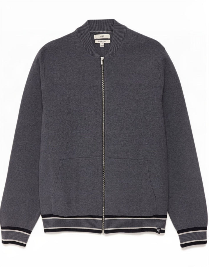 Marks & Spencer Suéter tipo cárdigan para hombre 2XL Poliéster a rayas azules