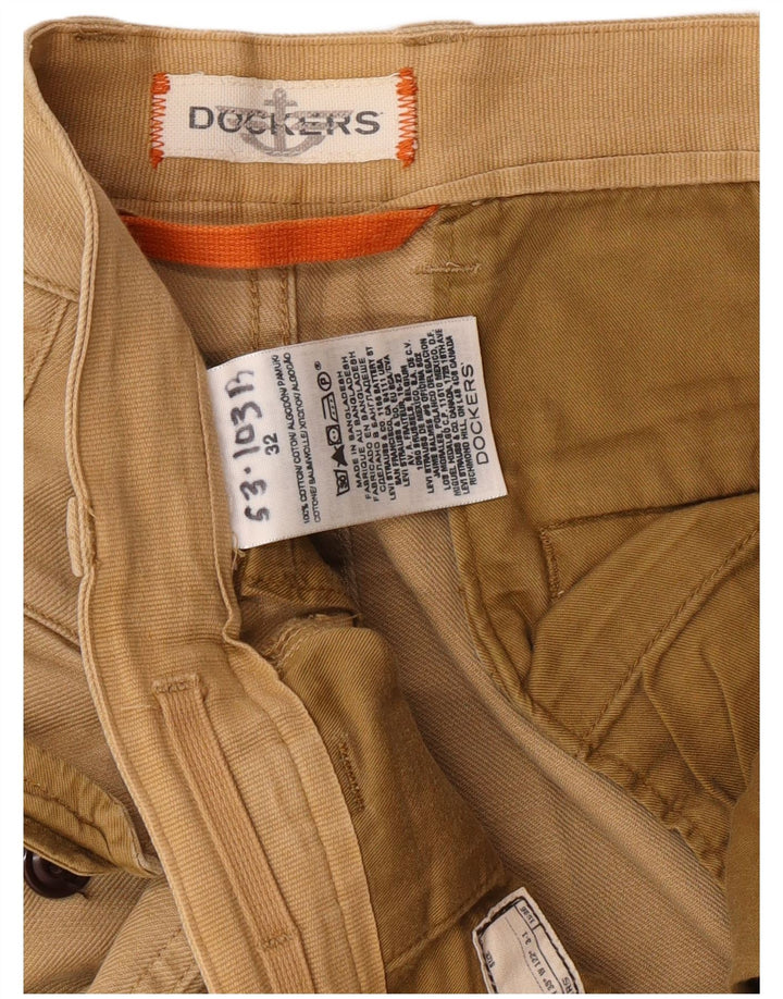 DOCKERS Shorts Cargo Hombre W32 Algodón Beige Medio