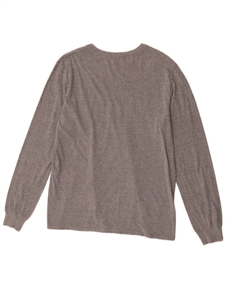 Nike Camiseta gráfica de corte atlético para hombre de manga larga de algodón gris grande