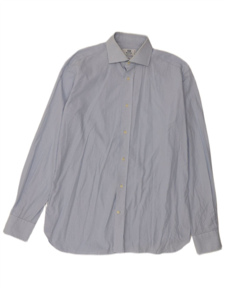Boggi Milano Camisa Hombre Talla 38 15 1/2 Algodón Azul Medio
