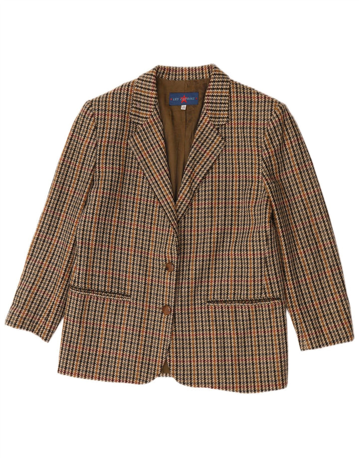 Chaqueta Blazer Mujer Les Copains De 2 Botones IT 44 Pata De Gallo Marrón Medio