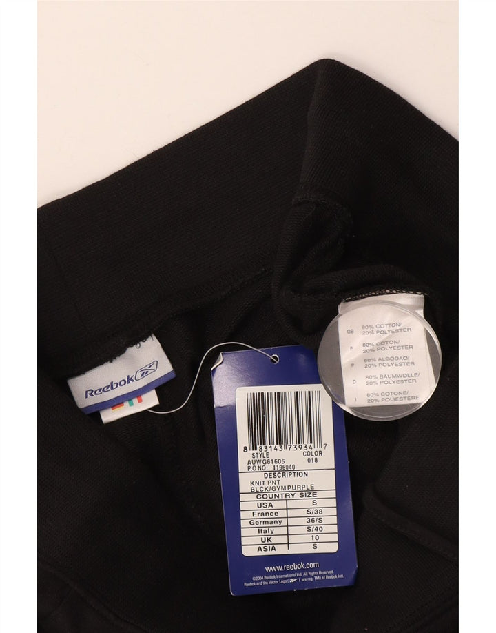 Reebok Pantalones de chándal para mujer UK 10 Small Black Cotton