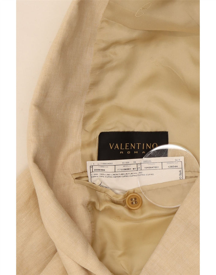 Valentino Chaqueta tipo blazer con doble botonadura para hombre IT 54 2XL Lino beige