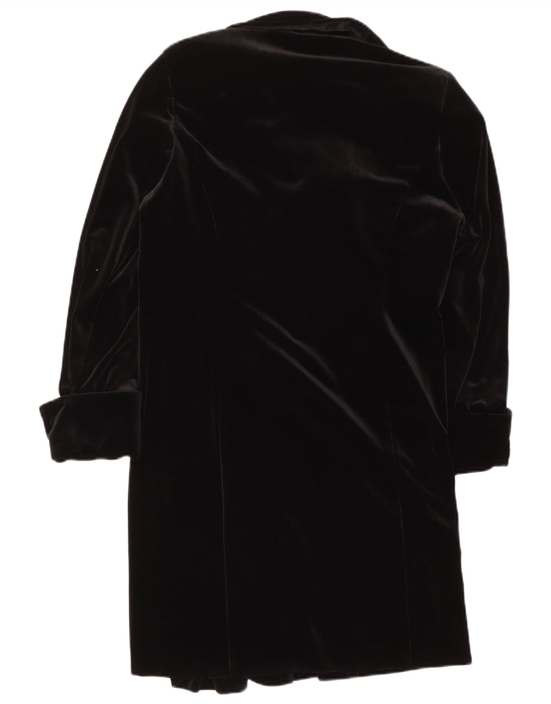 Vintage mujer terciopelo abrigo Reino Unido 16 poliéster negro grande