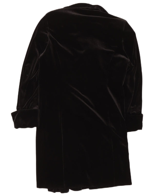 Vintage mujer terciopelo abrigo Reino Unido 16 poliéster negro grande