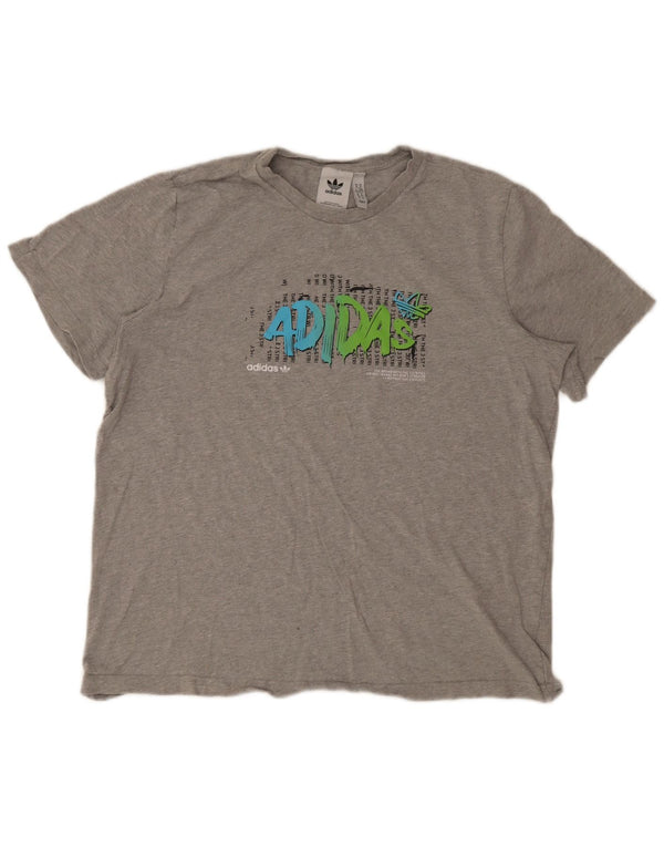 Adidas Camiseta gráfica para hombre Top XL Algodón moteado gris
