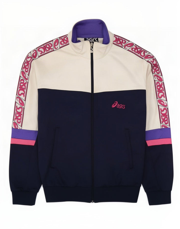 Asics Chaqueta superior de chándal con gráfico para hombre IT 48 Medium Azul marino Colorblock