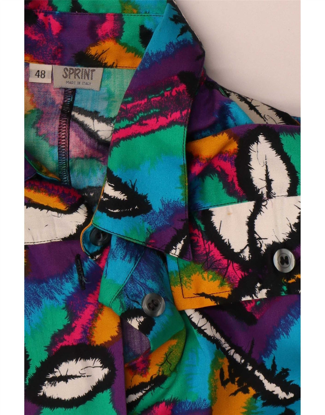 Vestido camisero vintage con estampado abstracto para mujer IT 48 XL Multicolor