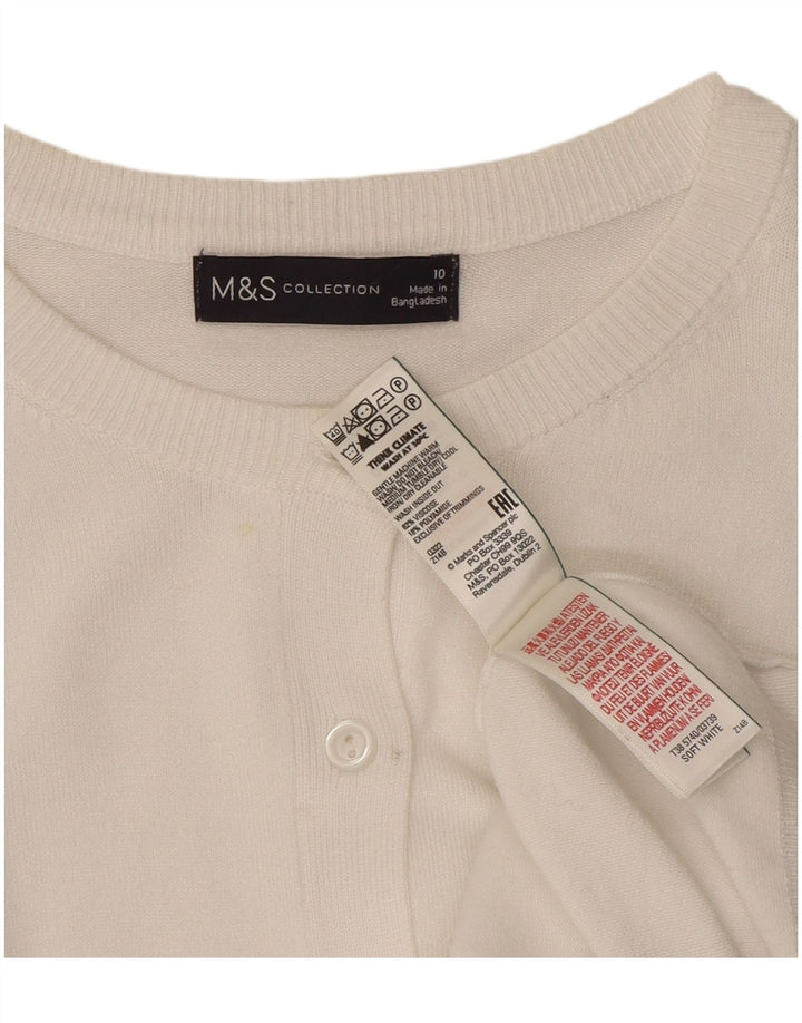 Marks & Spencer Suéter tipo cárdigan para mujer UK 10 Small Viscosa blanca