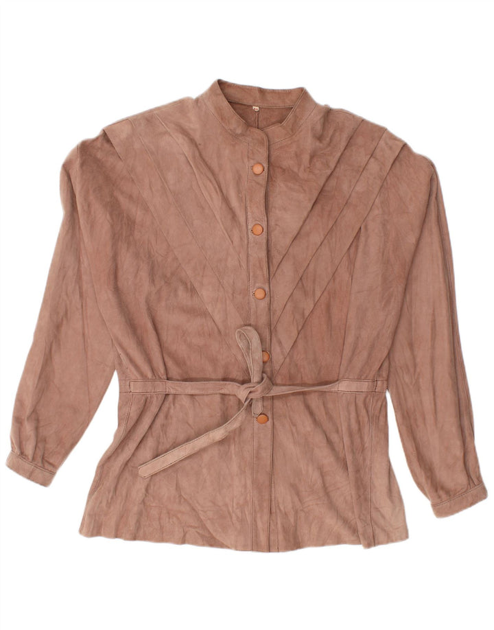 VINTAGE Blusa camisera de ante para mujer EU 44 XL Marrón