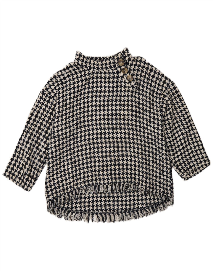 Zara - Jersey con cuello y botones para mujer, talla M, color negro, pata de gallo