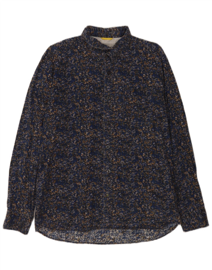 Camel Active Camisa para hombre Grande Azul Marino Floral Algodón