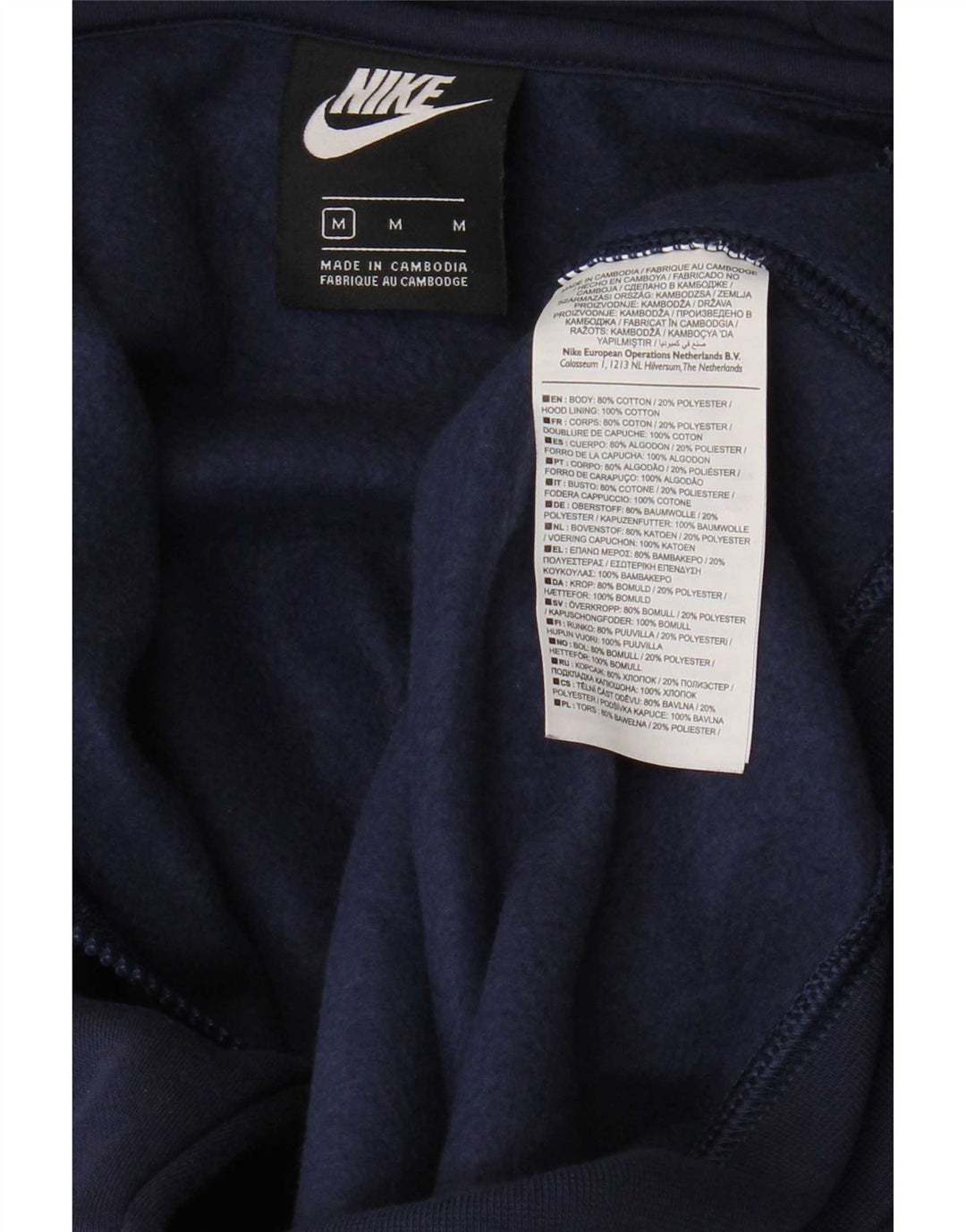 Nike - Sudadera con capucha y cremallera para hombre, algodón, color azul marino mediano
