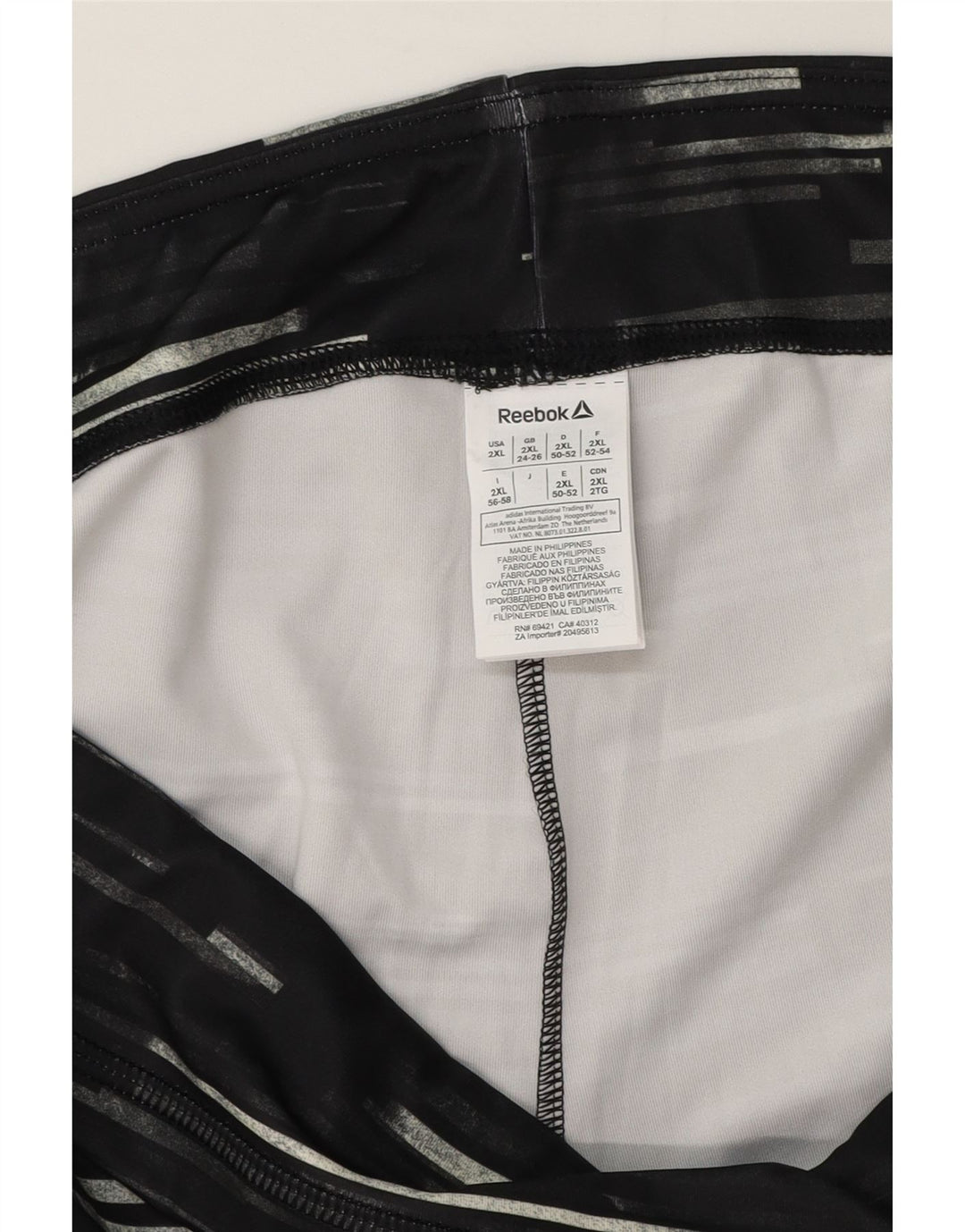 Reebok Leggings Capri para Mujer UK 24/26 2XL Poliéster a Rayas Negro