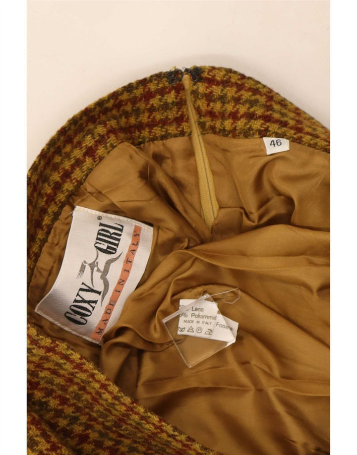 Minifalda vintage para mujer IT 46 Grande W30 Lana de pata de gallo marrón