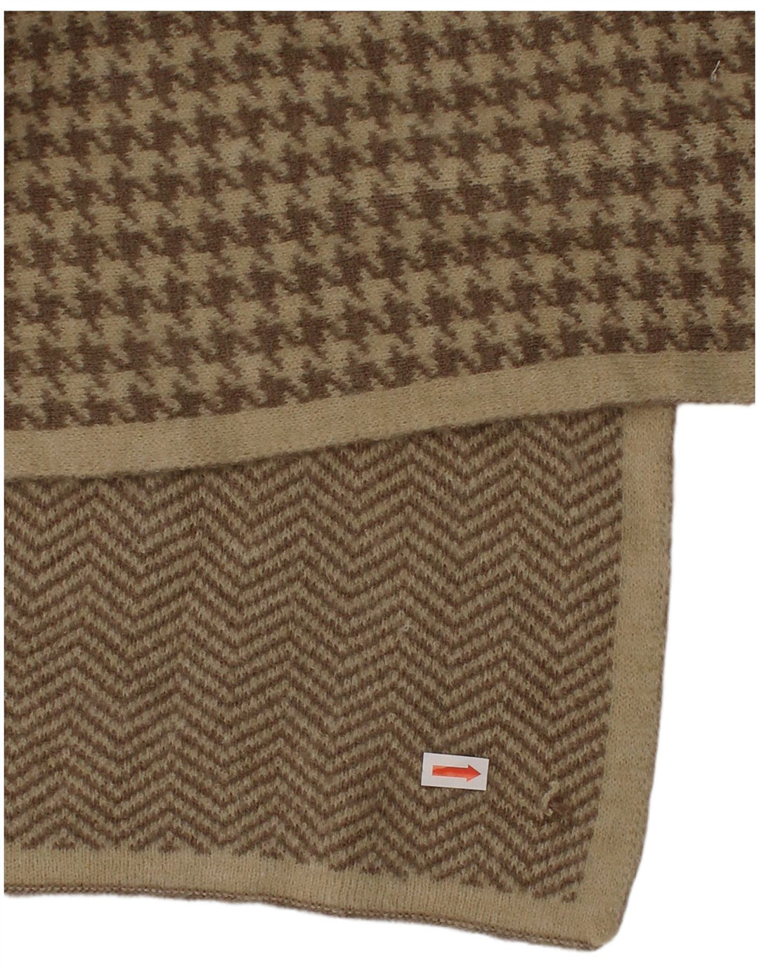 Vintage mujer rectángulo bufanda un tamaño beige pata de gallo clásico