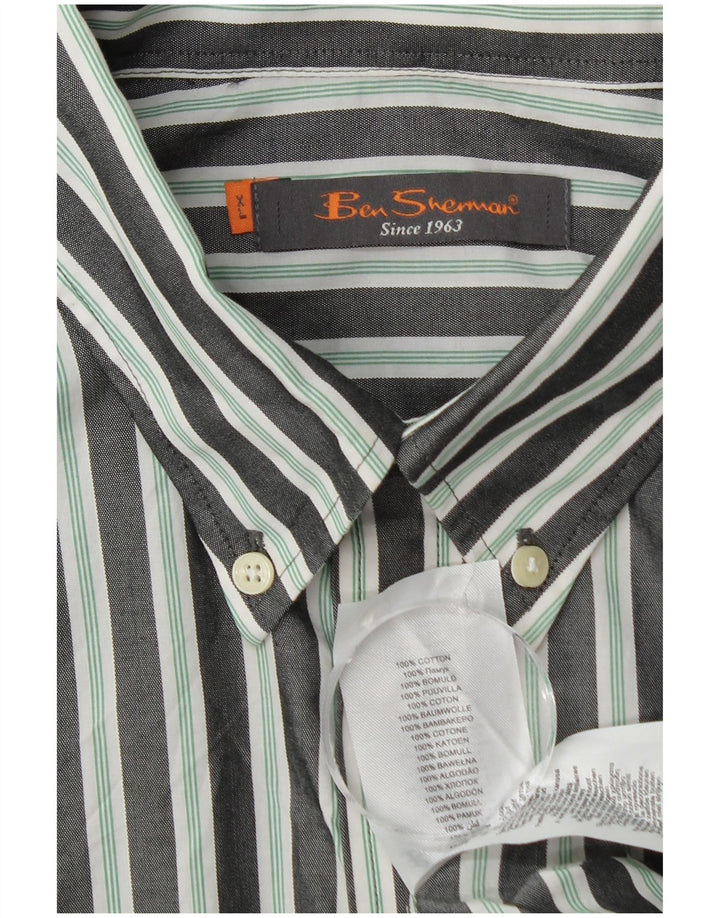Ben Sherman Camisa Hombre XL Algodón Rayas Gris