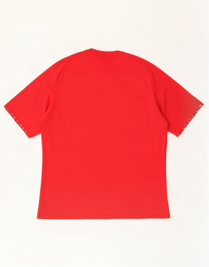 Adidas Hombre Climalite Camiseta Top Medio Rojo Colorblock Poliéster