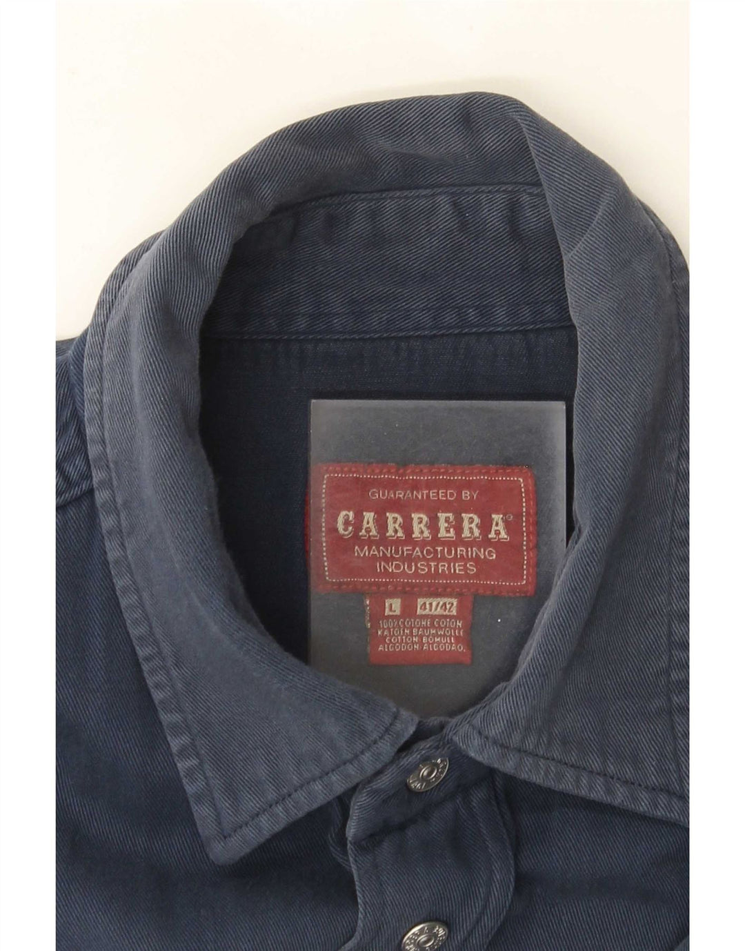 Carrera Camisa Vaquera Hombre Talla 41/42 Grande Azul Marino Algodón