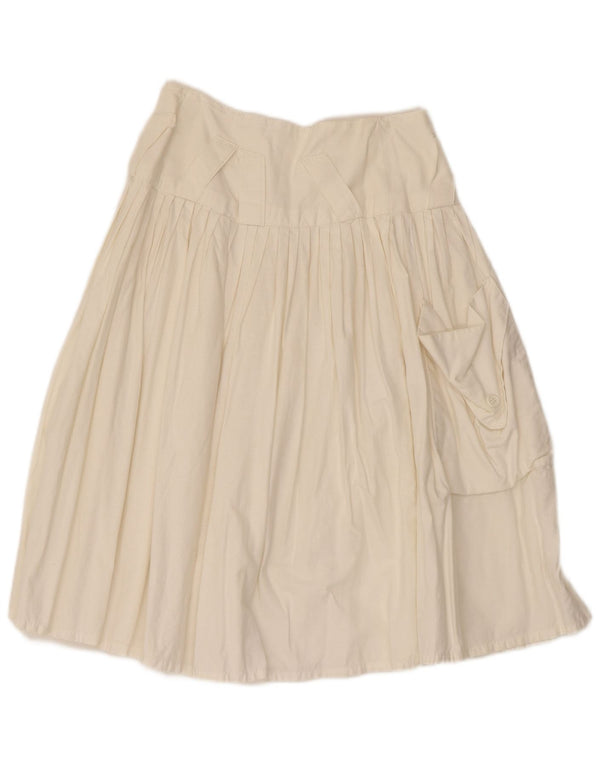 Falda plisada vintage para mujer IT 44 Mediana W28 Algodón blanco