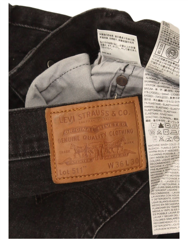 Levi's Hombre 511 Slim Jeans W36 L30 Algodón Negro