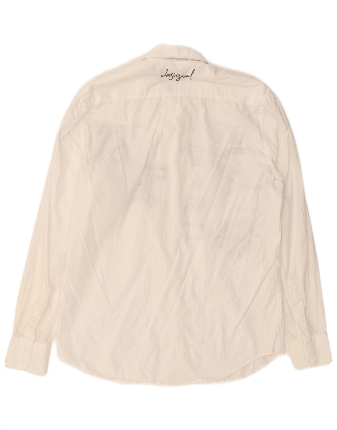 DESIGUAL Hombre Camisa Gráfica Mediana Blanca