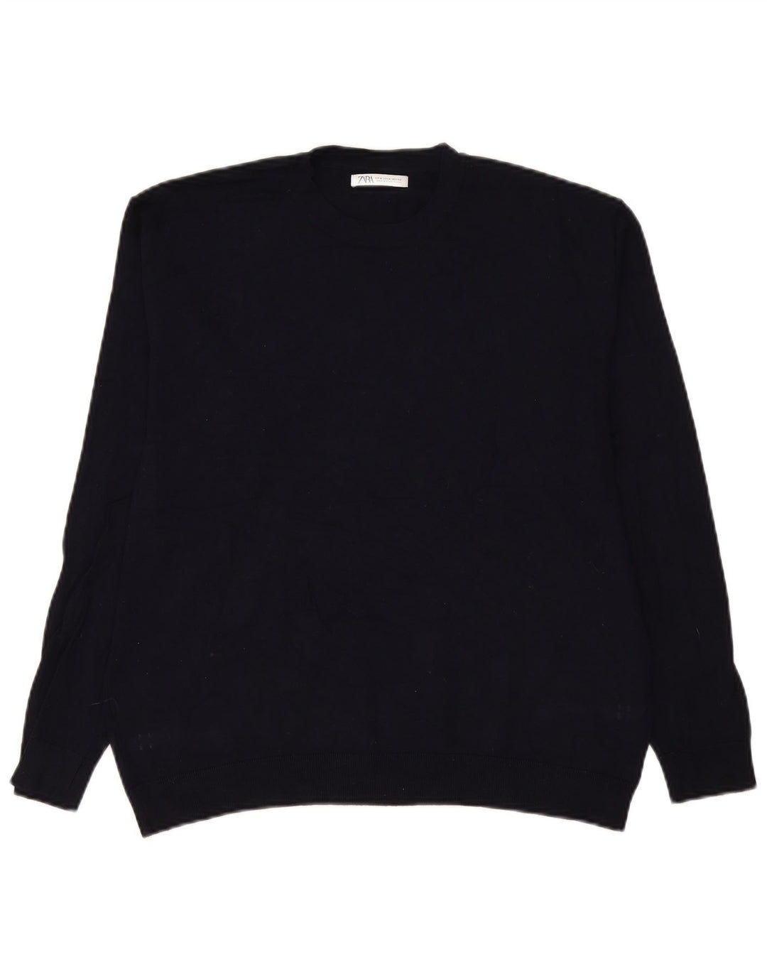 Zara Hombre Jersey Cuello Redondo Viscosa Azul Marino Medio