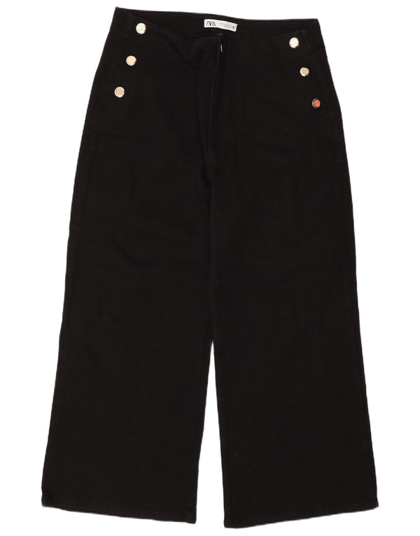 Zara Vaqueros cortos de talle alto y pierna ancha para mujer EU 44 XL W34 L26 Negro