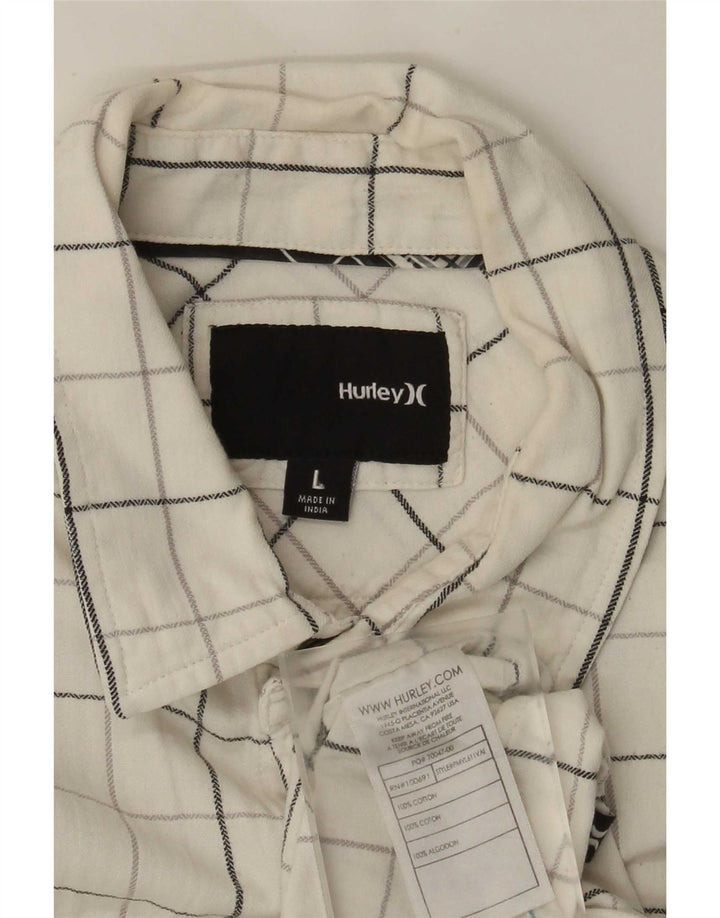 Camisa Hurley Hombre Grande A Cuadros Blancos De Algodón