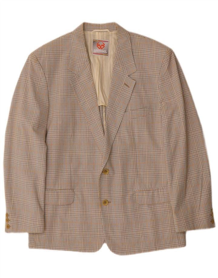 Stefanel Chaqueta tipo blazer de 2 botones para hombre IT 48 Algodón a cuadros beige mediano