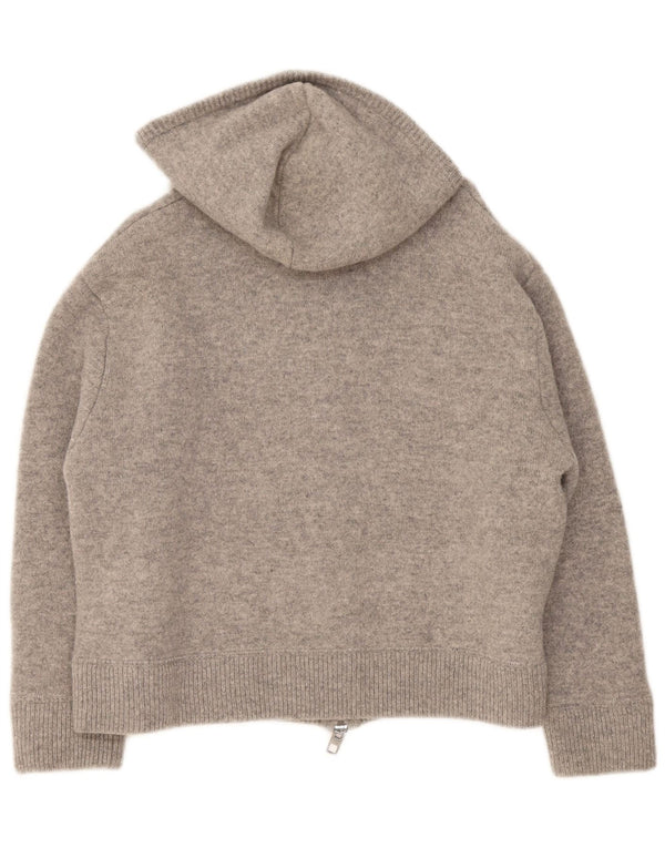 Zara Mujer Cárdigan Con Capucha Suéter UK 44 Lana Gris Medio