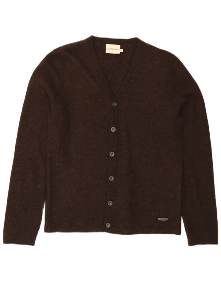 Dkny Suéter Cárdigan Para Hombre De Lana Marrón Grande