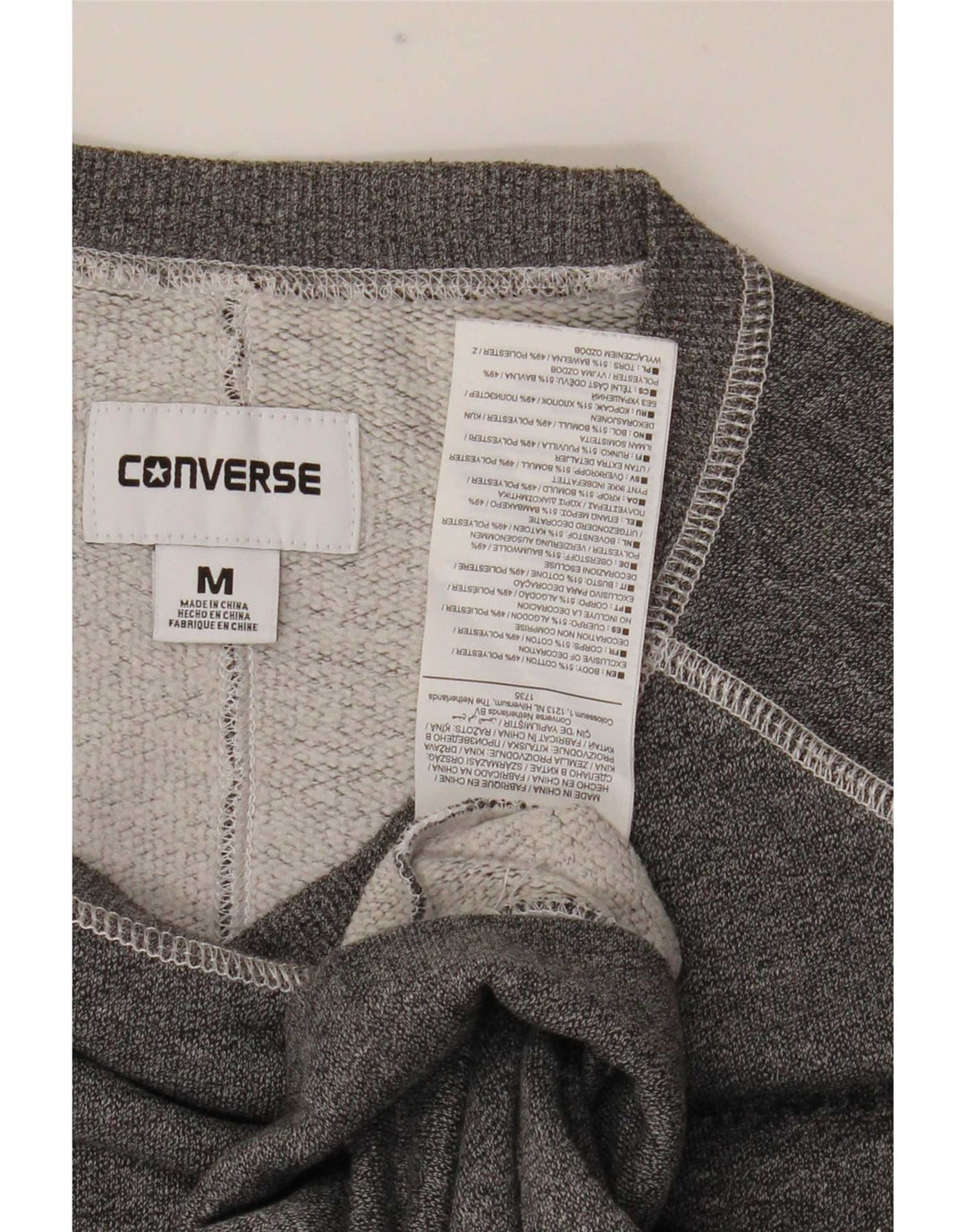 Converse Hombre Sudadera Gráfica Jersey De Algodón Gris Medio