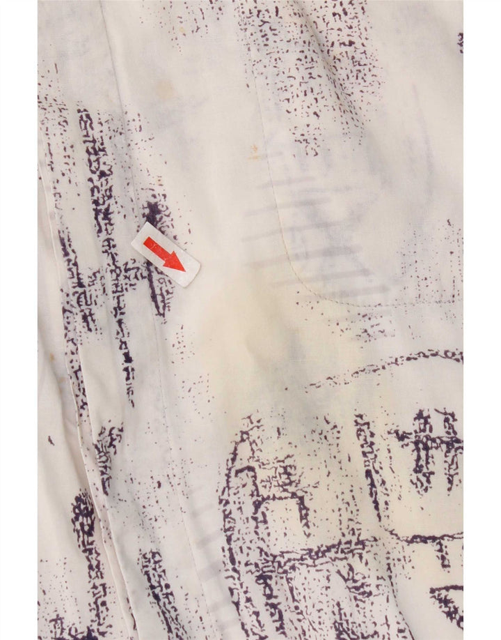 Vintage hombres gráfico manga corta camisa grande algodón blanco