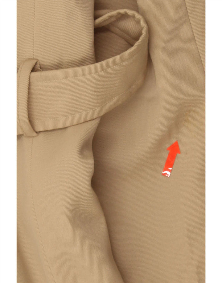 Vintage hombres doble pecho abrigo Reino Unido 38 lana virgen beige medio