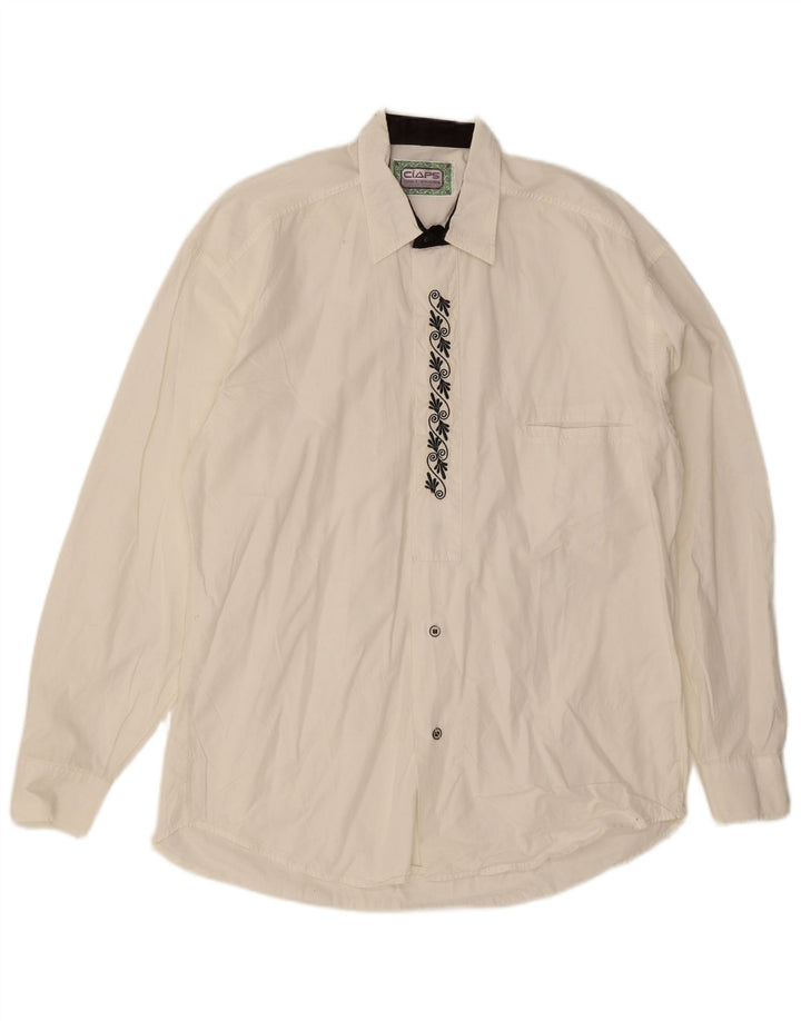 Camisa vintage para hombre de algodón floral blanco medio