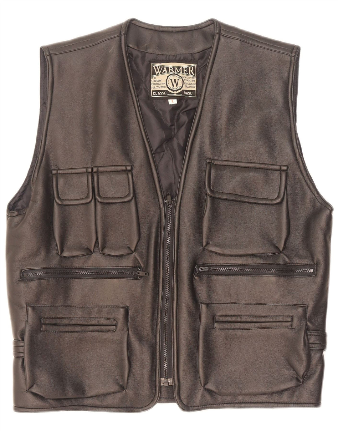 Vintage hombres utilidad Gilet Reino Unido 40 grande negro