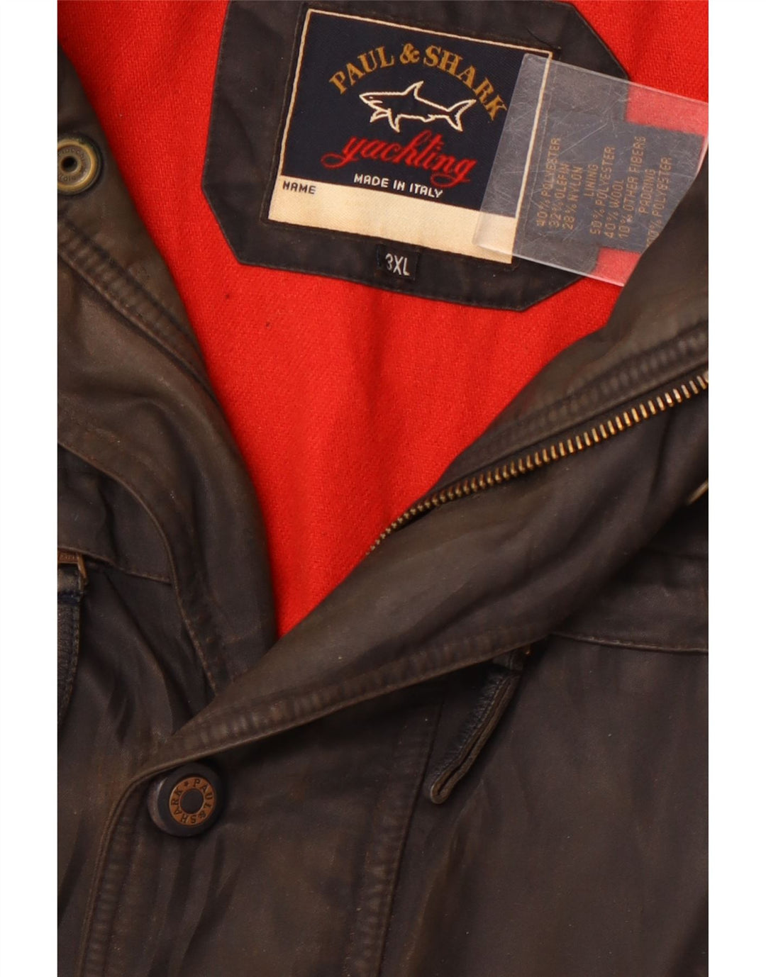 Paul & Shark Chaqueta de algodón encerado para hombre UK 46 3XL Poliéster negro