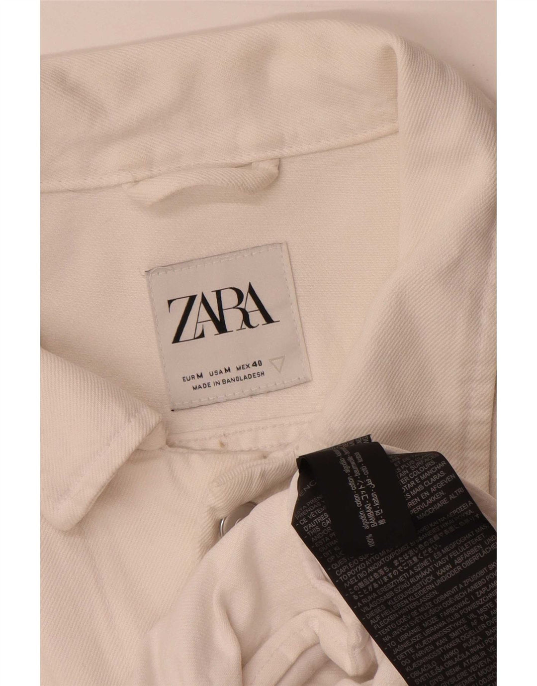 Zara Chaqueta Vaquera Hombre UK 38 Mediana Algodón Blanco