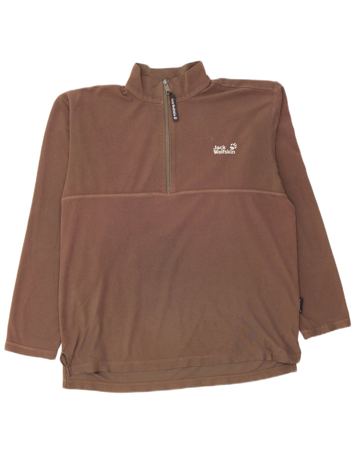 Jack Wolfskin Jersey de forro polar con cremallera completa para hombre, talla grande, marrón