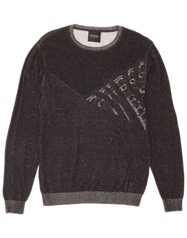 Guess Sudadera Gráfica Para Hombre Jersey Grande De Algodón Gris