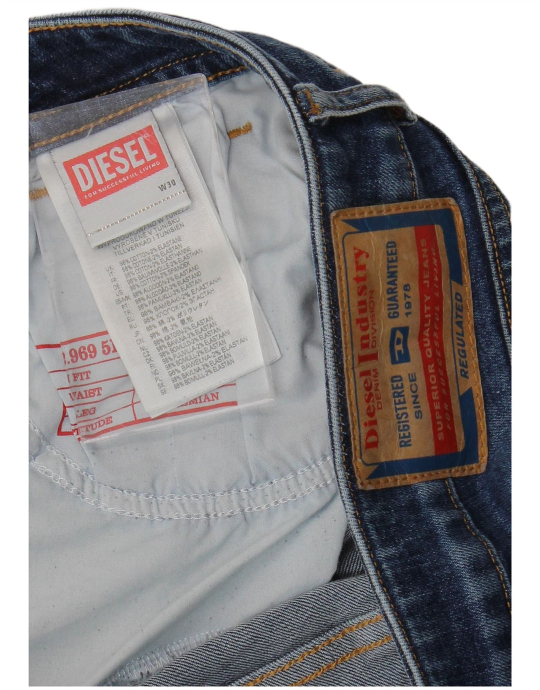 DIESEL Vaqueros Bootcut Mujer W30 L28 Algodón Azul Marino