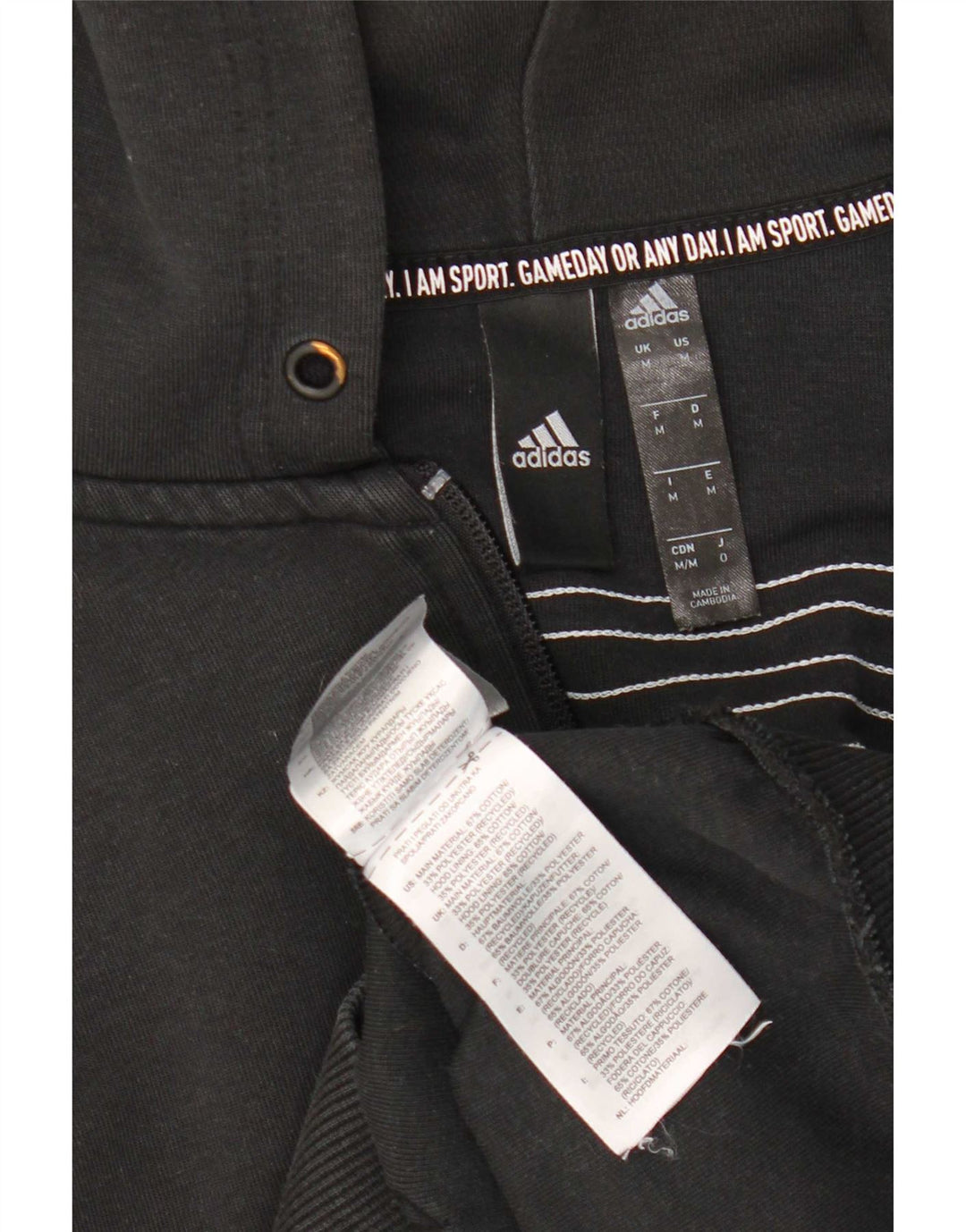Adidas - Sudadera con capucha y cremallera para hombre, algodón negro mediano