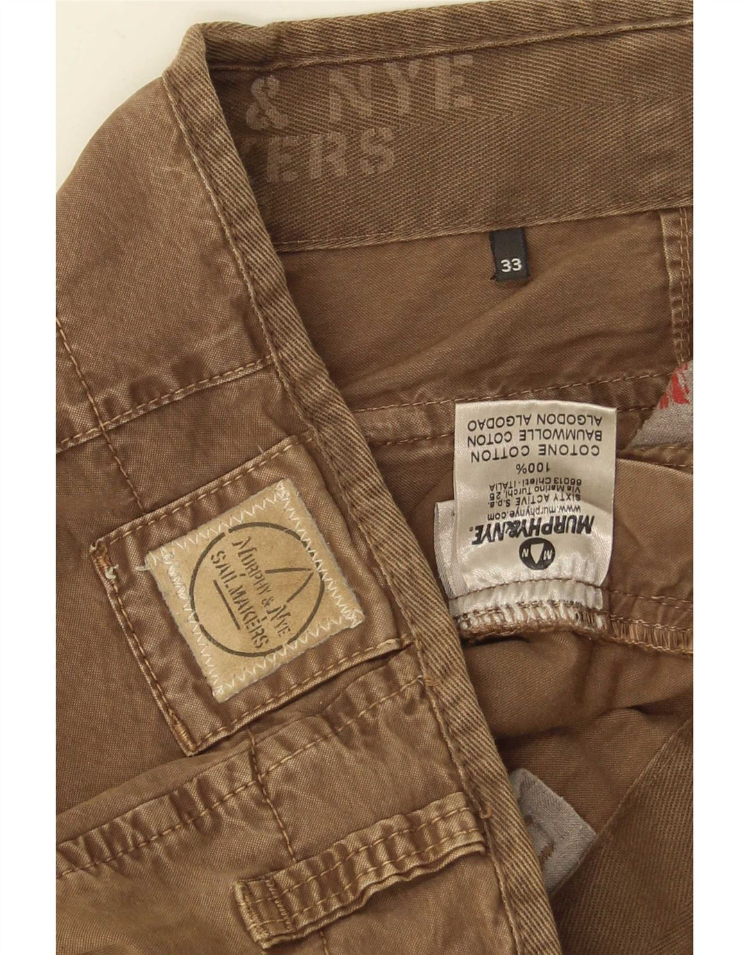 Murphy & Nye Pantalones cargo rectos para hombre W33 L34 Algodón marrón