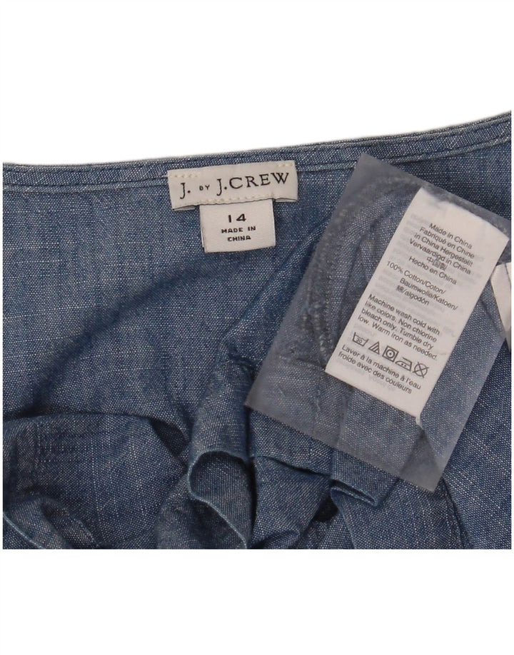 J. CREW Blusa para mujer Top UK 44 Algodón azul grande