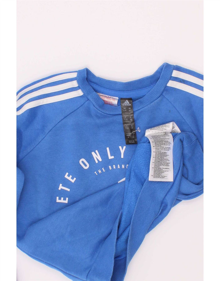 Adidas Boys Graphic Sudadera Jumper 2-3 años Azul Algodón