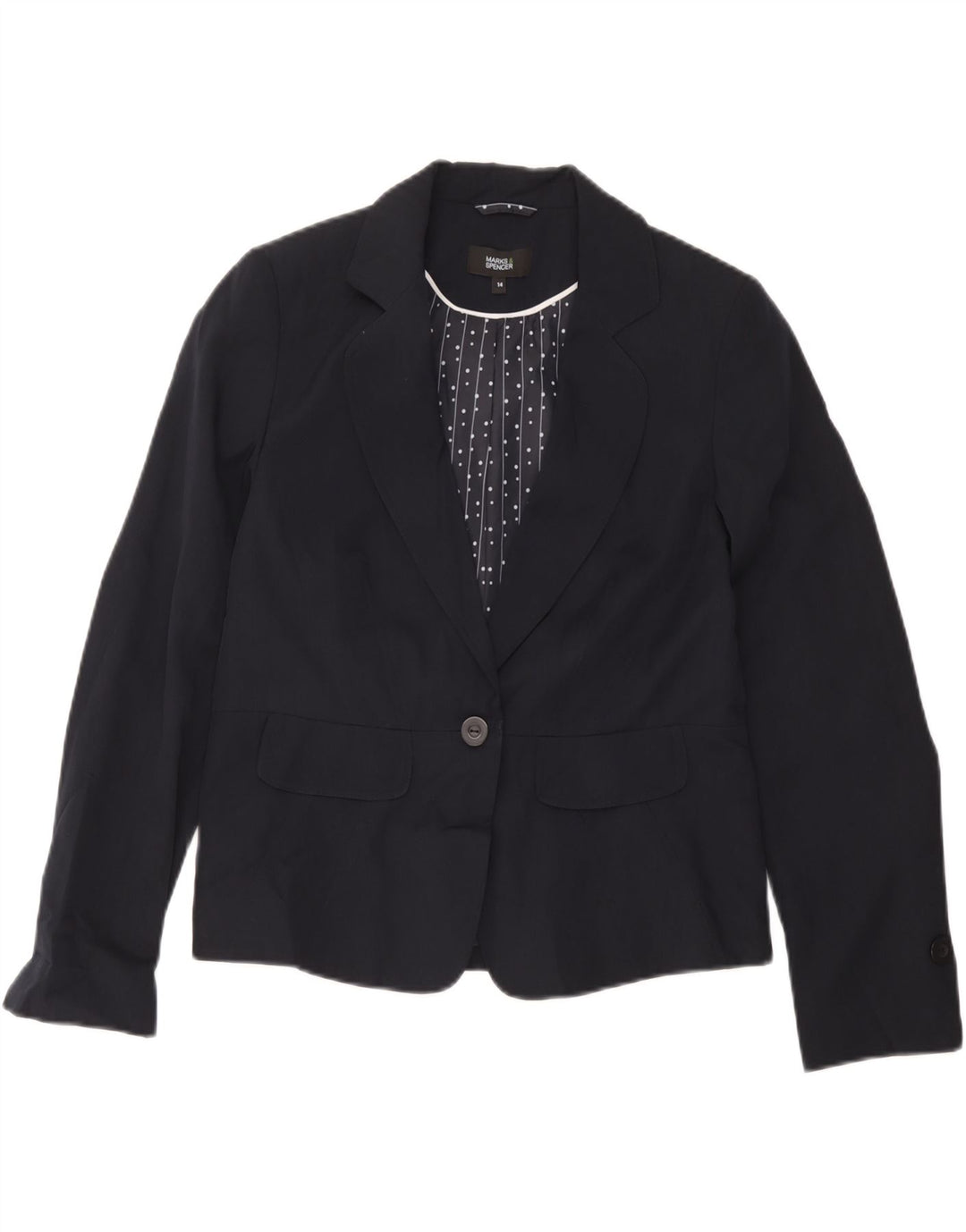 Marks & Spencer Chaqueta Blazer para Mujer UK 44 Mediana Azul Marino Rayas